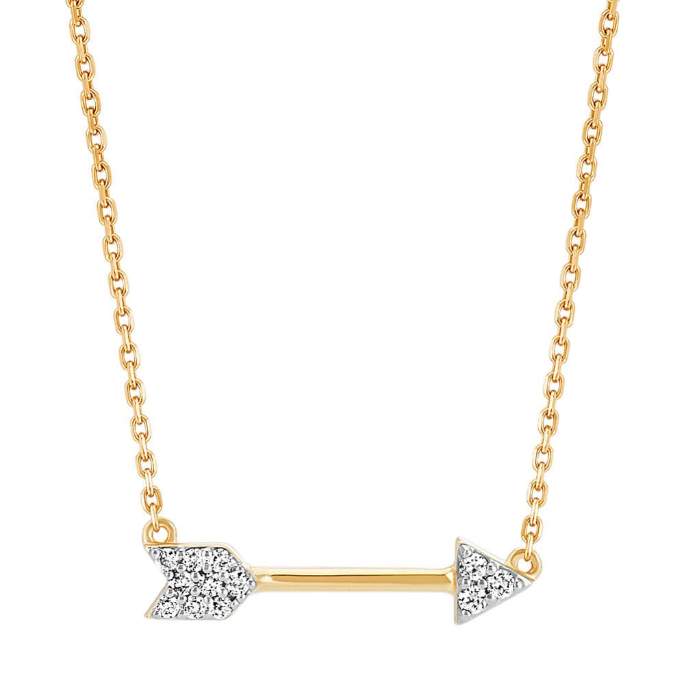 Round Diamond Arrow Necklace in 14k Yellow Gold (16'')