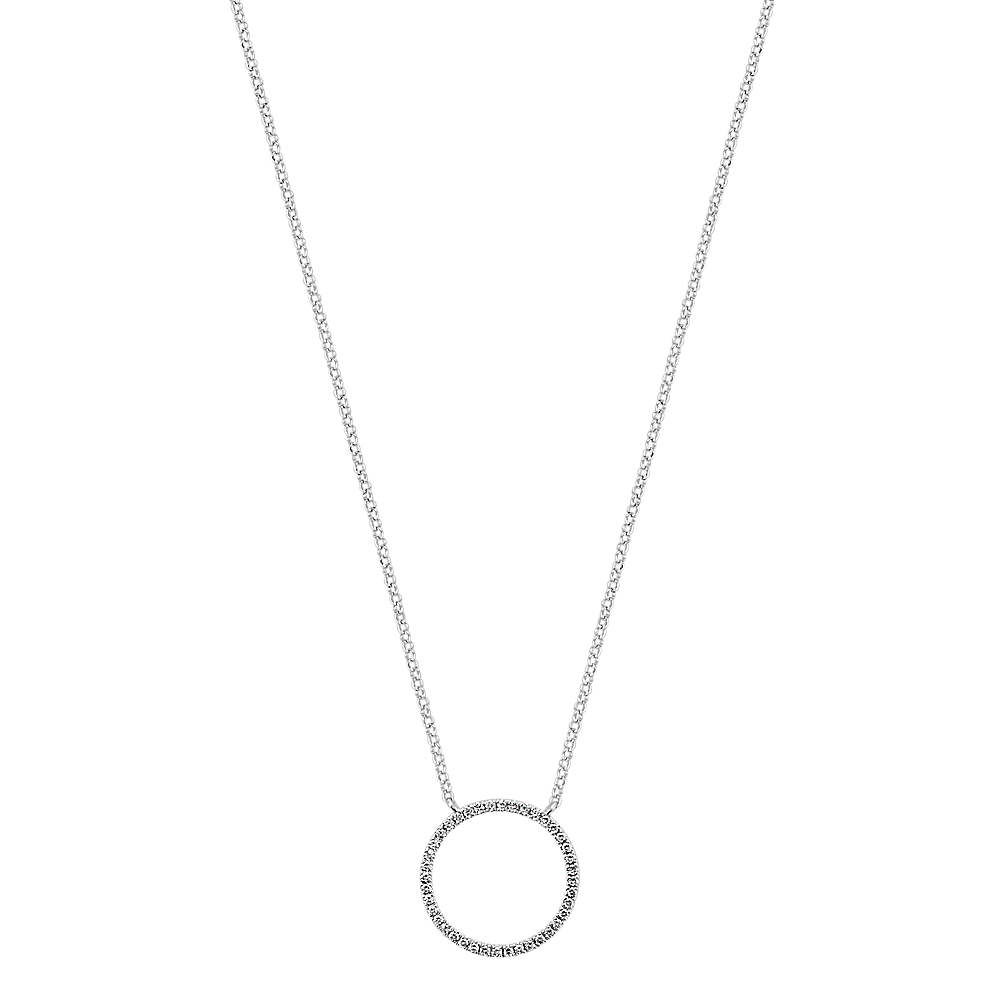 Round Diamond Circle Necklace in 14k White Gold (18 in) | Shane Co.