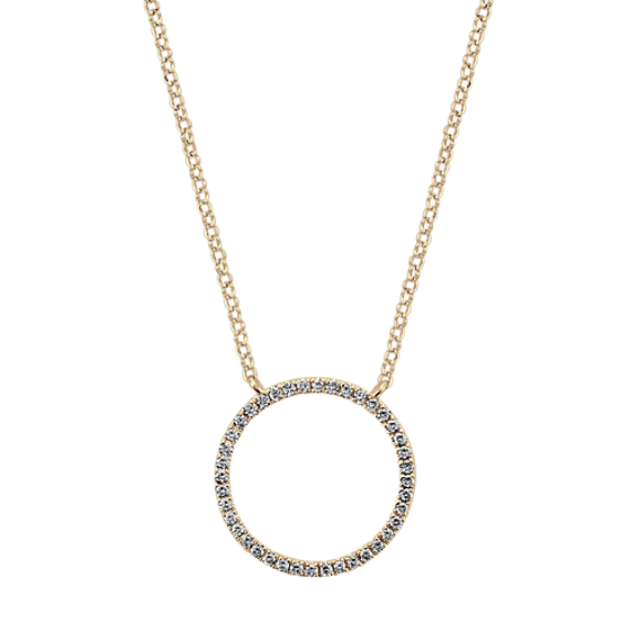 Round Diamond Circle Necklace in 14k Yellow Gold (18'')
