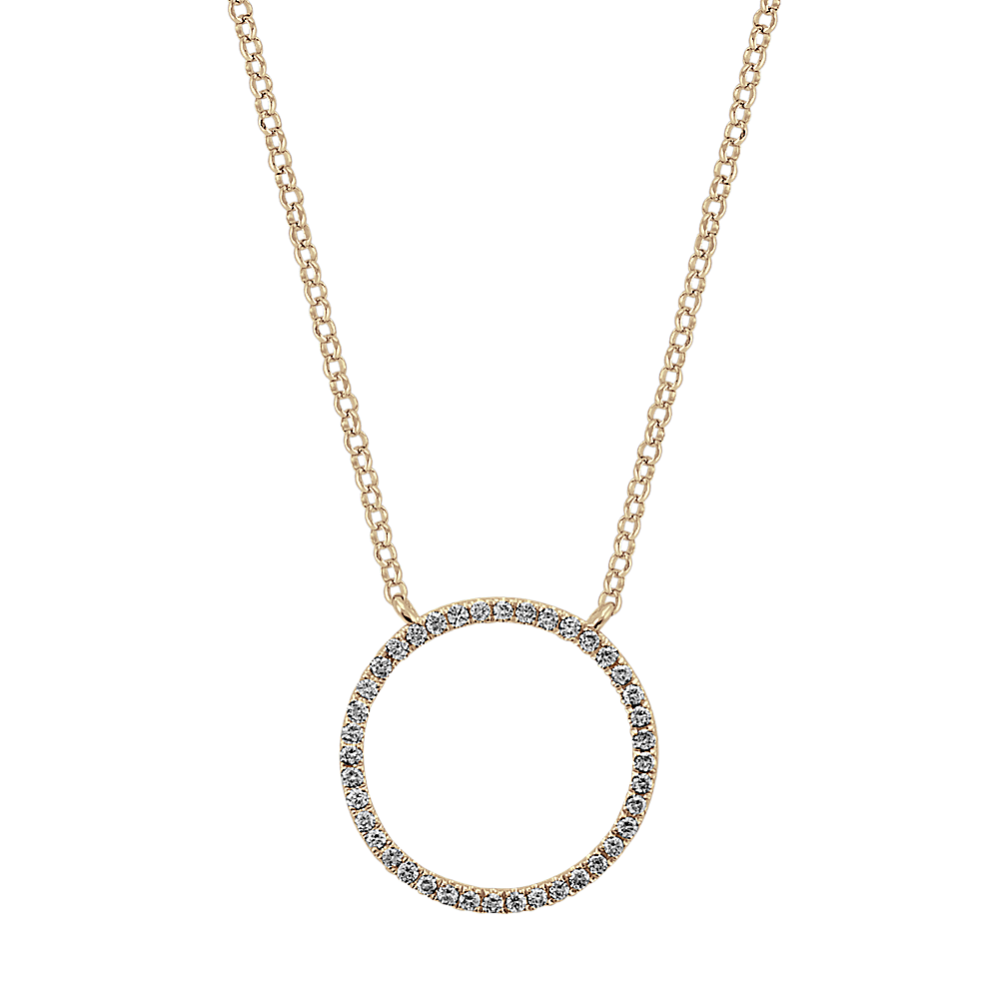 Round Diamond Circle Necklace in 14k Yellow Gold (18 in)