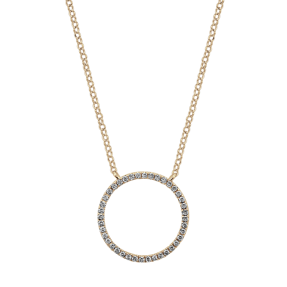 Round Diamond Circle Necklace in 14k Yellow Gold (18'')