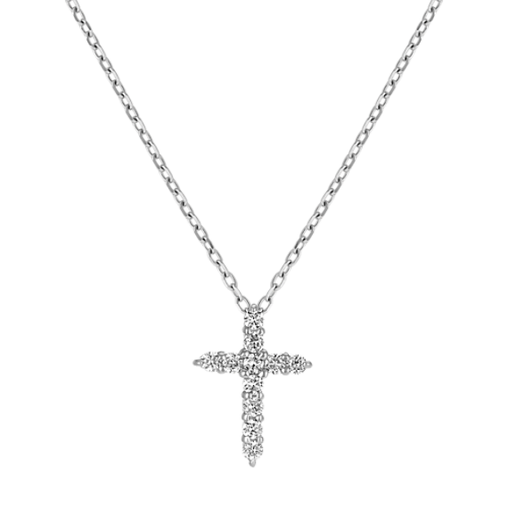 Round Diamond Cross Pendant (18'')