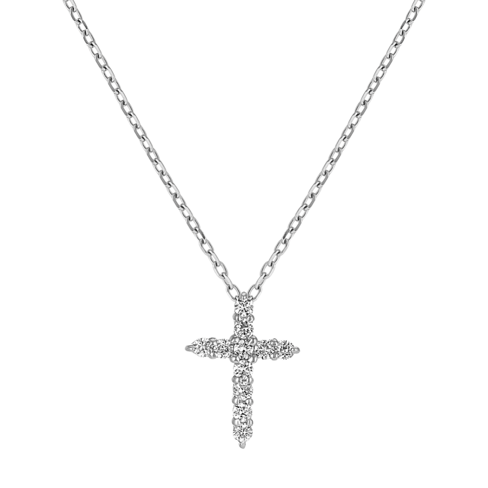 Round Diamond Cross Pendant (18 in)