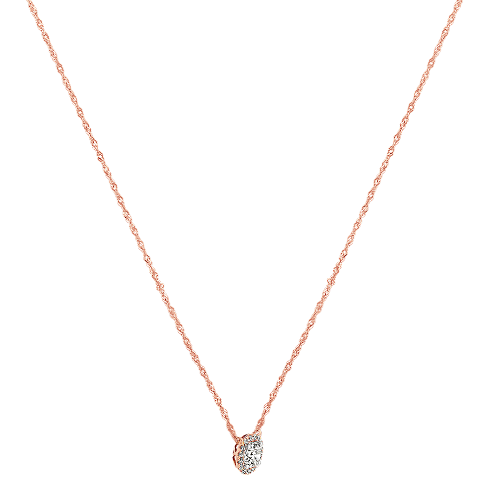 Round Diamond Necklace in 14k Rose Gold (18 in) | Shane Co.