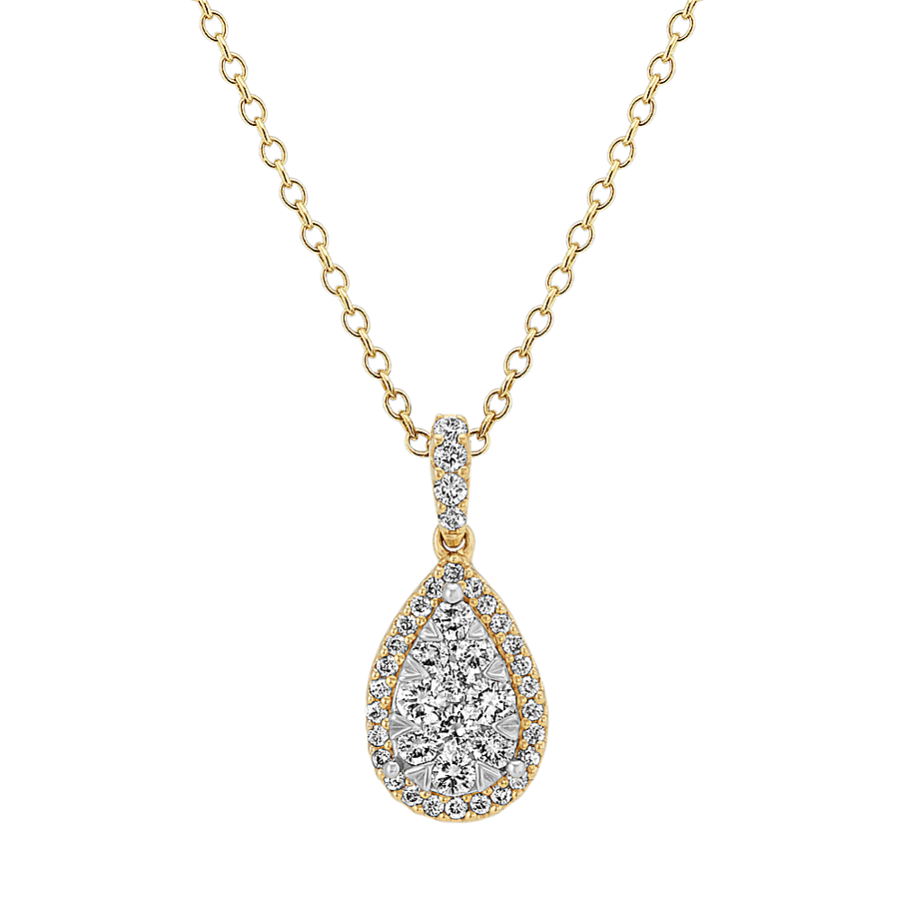 Round Diamond Teadrop Pendant (18 in)