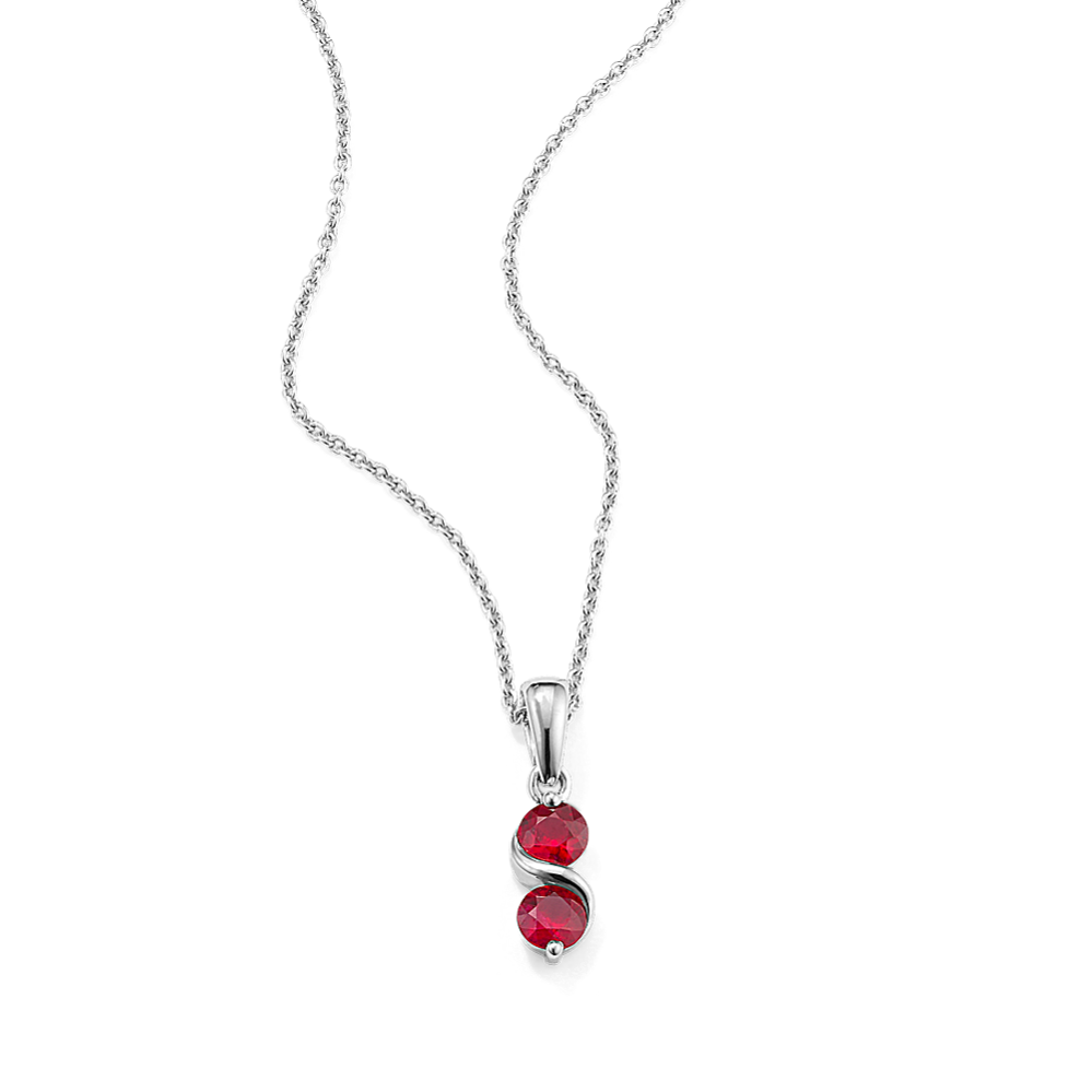 Round Ruby Swirl Pendant in Sterling Silver (20 in) | Shane Co.