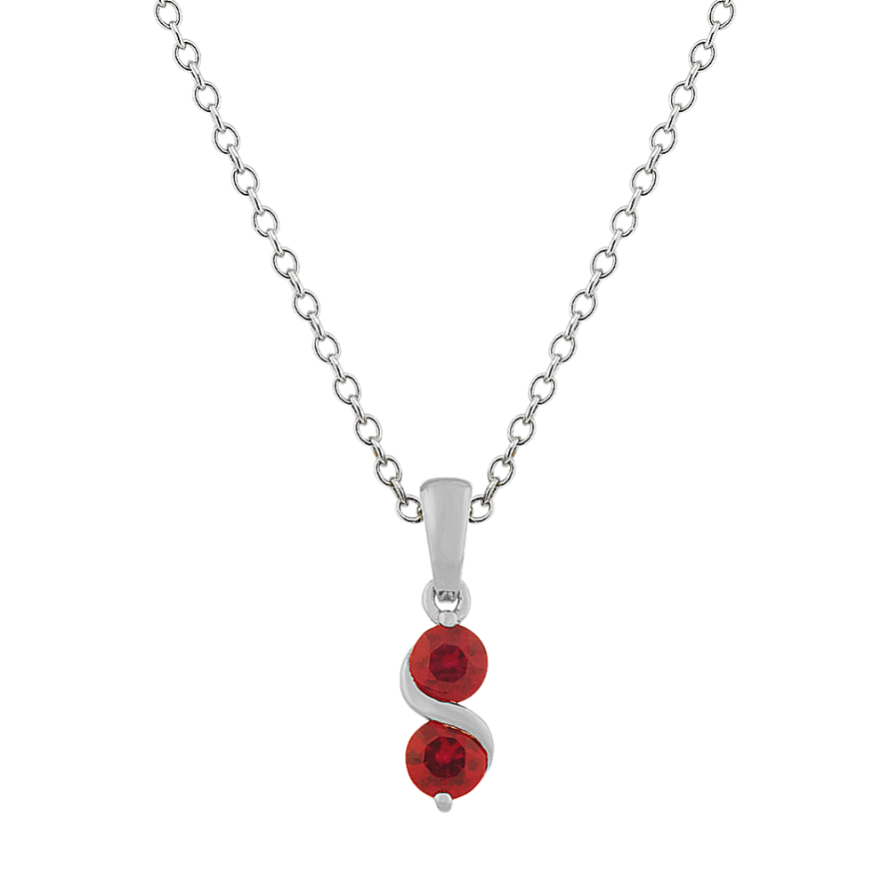 Round Ruby Swirl Pendant in Sterling Silver (20 in)