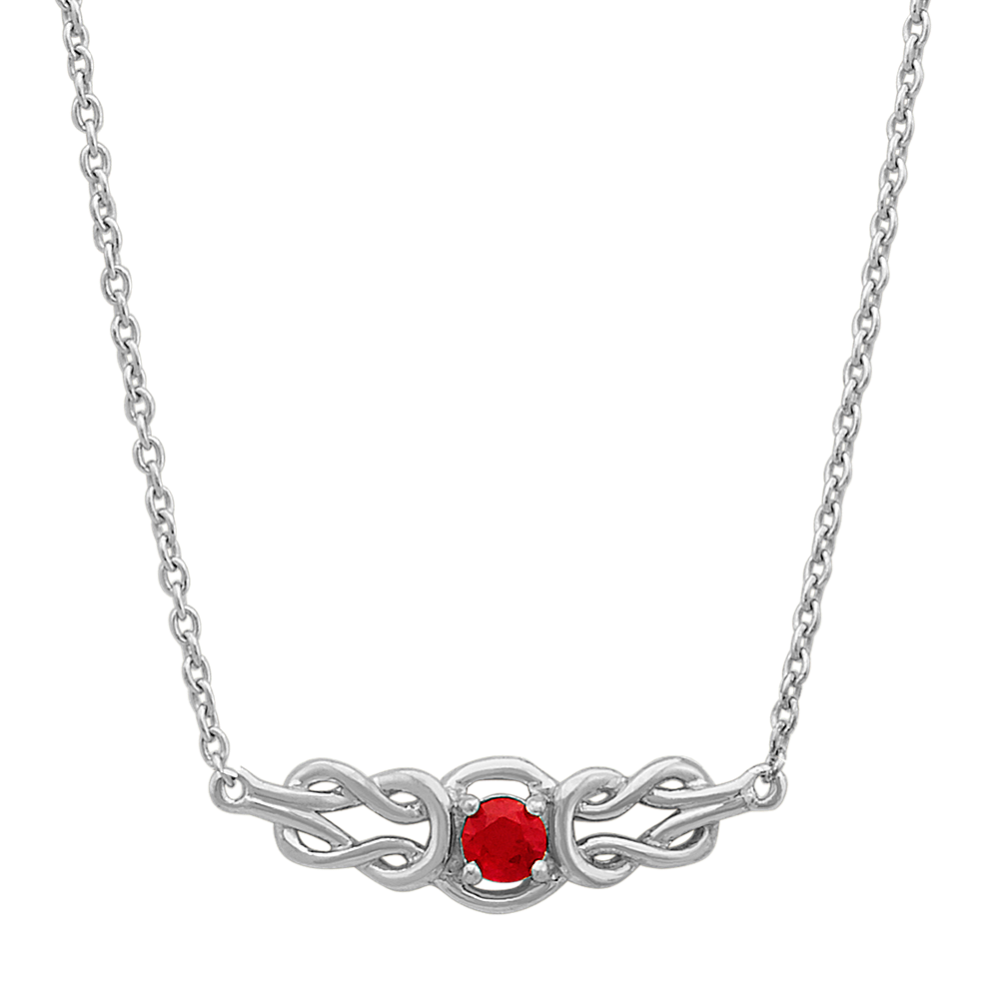 Round Ruby Vintage Necklace (18 in)