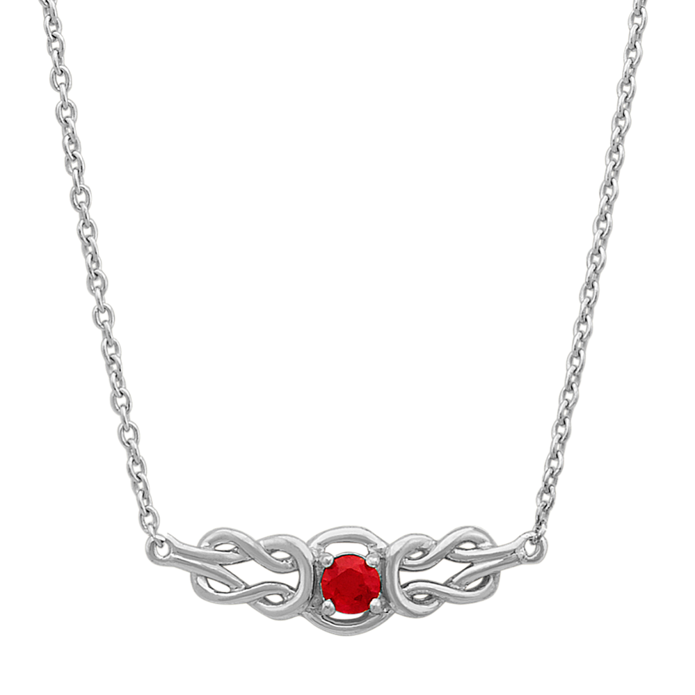 Round Ruby Vintage Necklace (18'')