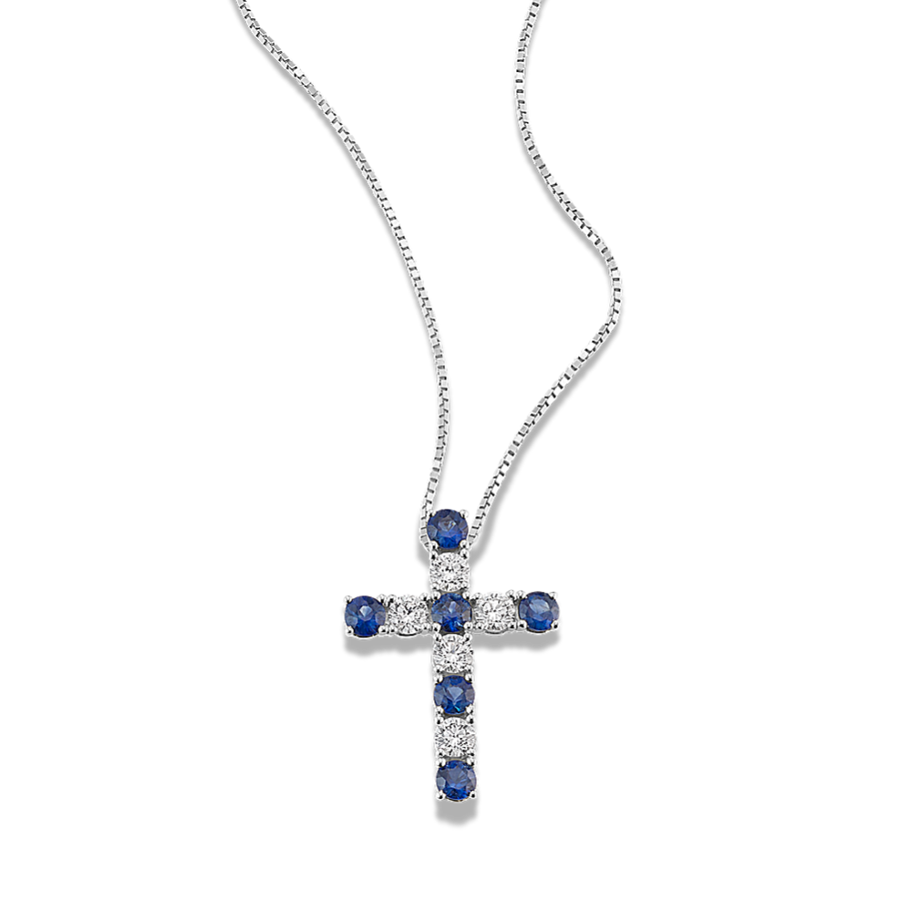 Sapphire & Diamond Cross Pendant