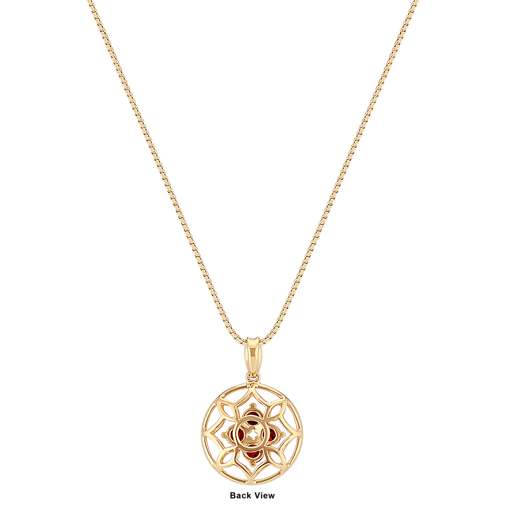 Round Ruby Cluster Pendant in 14k Yellow Gold (18 in) | Shane Co.