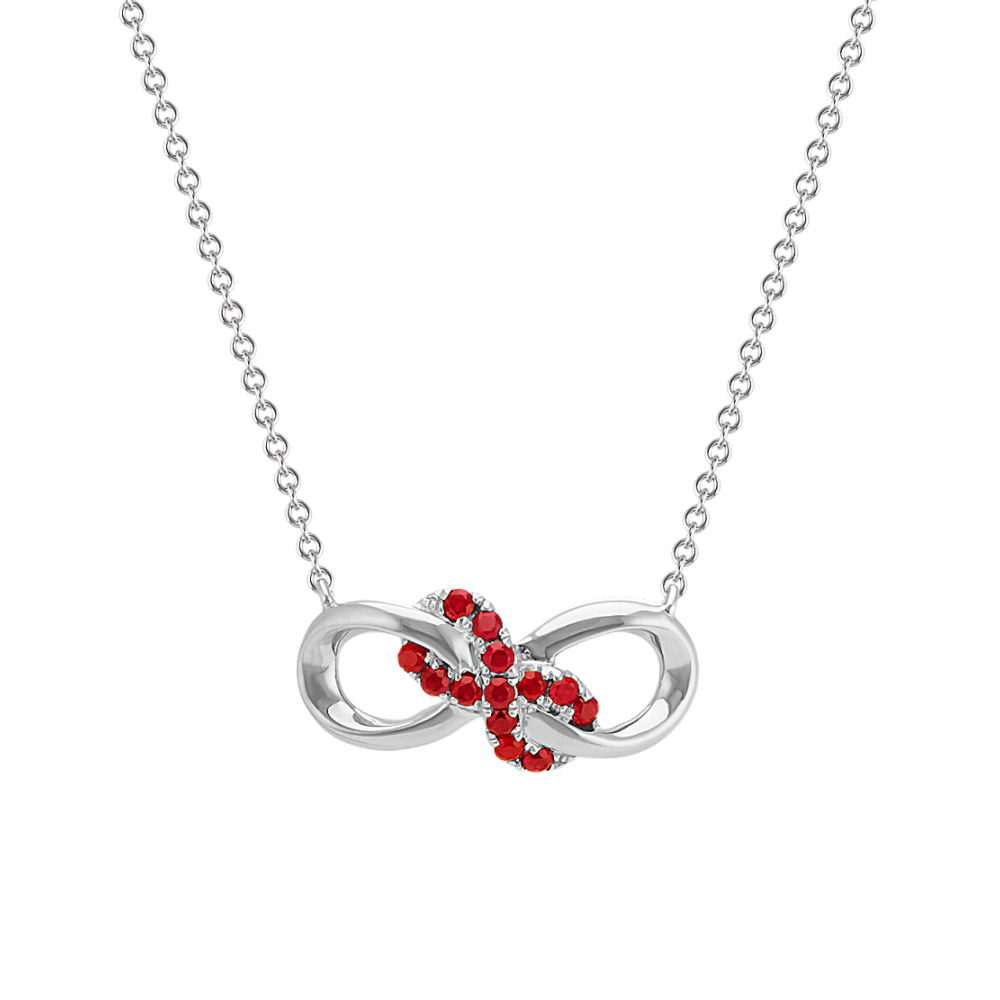 Holland Natural Ruby Infinity Necklace in Sterling Silver (18 in)
