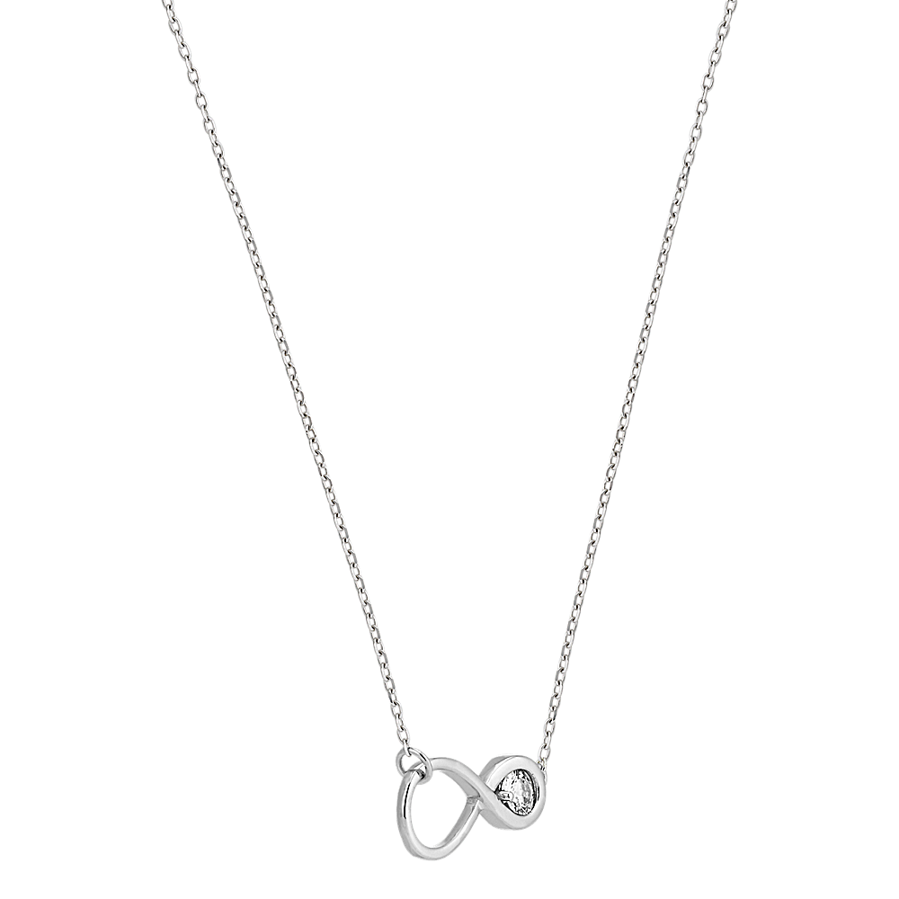 Round White Sapphire Infinity Necklace (18 in) | Shane Co.