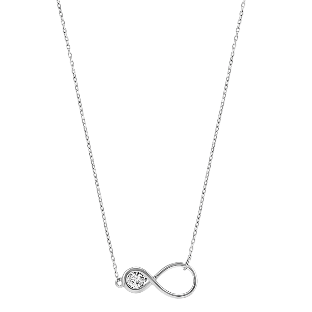 Round White Sapphire Infinity Necklace (18 in) | Shane Co.