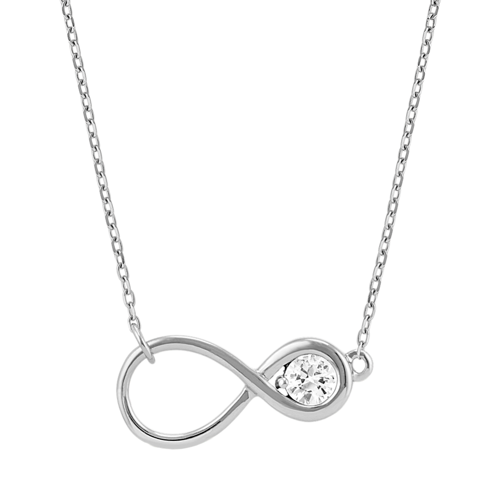 Round White Sapphire Infinity Necklace (18'')