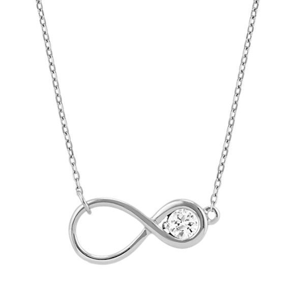 Round White Sapphire Infinity Necklace (18 in)