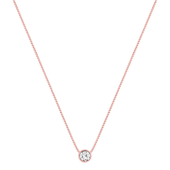 Round White Sapphire Pendant In 14k Rose Gold 18 Shane Co - White Gold 14k Sapphire Pendant Round White Sapphire Pendant In 14k Rose Gold 18 Shane Co - White Gold 14k Sapphire Pendant