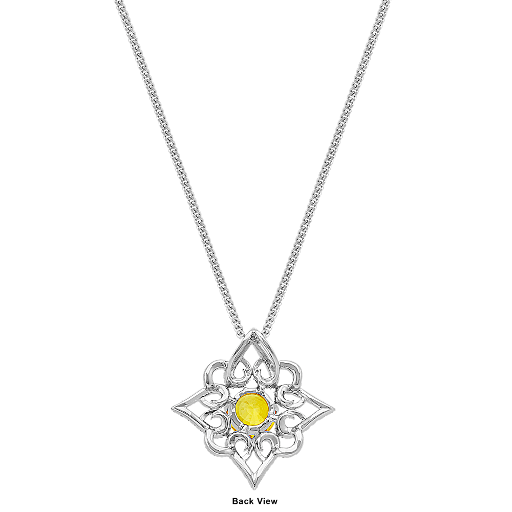 Round Yellow Sapphire and Diamond Star Pendant (20 in) | Shane Co.
