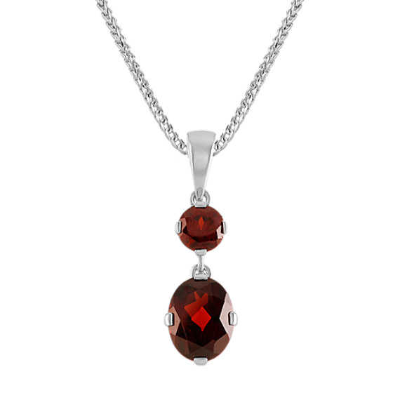 Round and Oval Garnet Pendant (22 In)