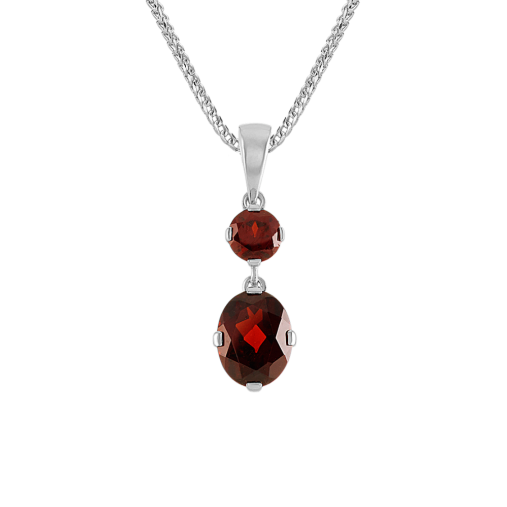 Somerset Garnet Pendant in Sterling Silver (22'')