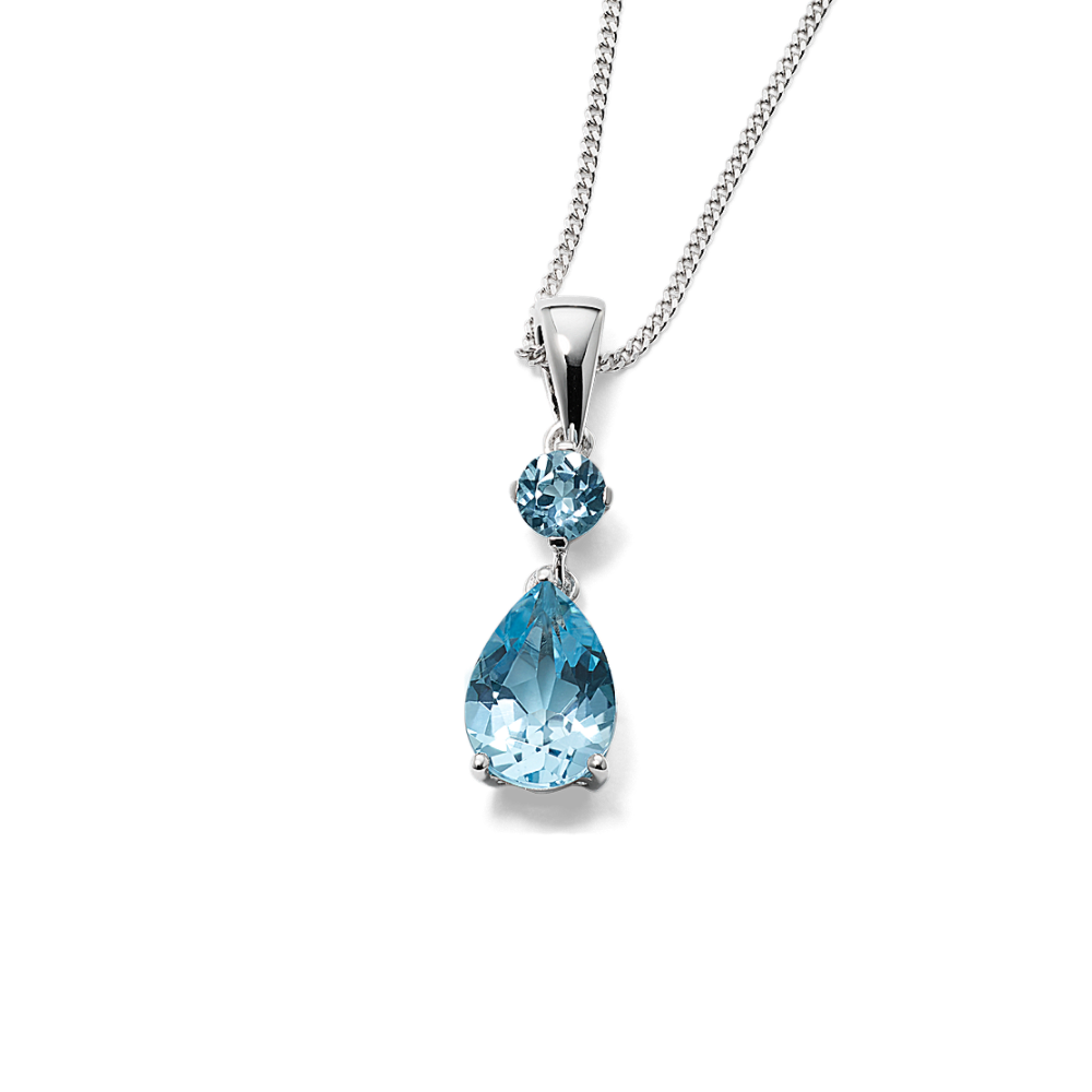Somerset Natural Sky Blue Topaz Pendant in Sterling Silver (22 in)