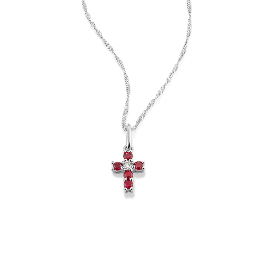 Ruby & Diamond Cross Pendant