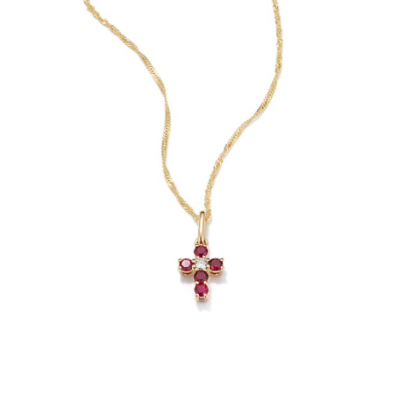 Ruby & Diamond Cross Pendant