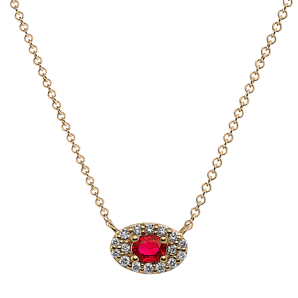 Carmen Ruby and Diamond Pendant in 14K Yellow Gold (20 in)