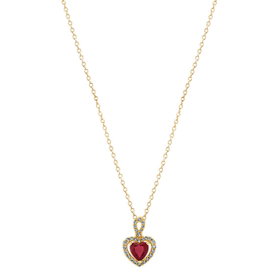 Ruby Diamond Heart Pendant In Yellow Gold 22 Shane Co - Ruby Heart Pendant Yellow Gold