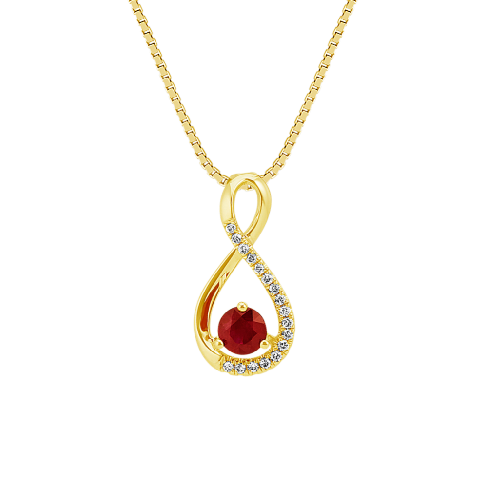 Claret Ruby & Diamond Infinity Pendant