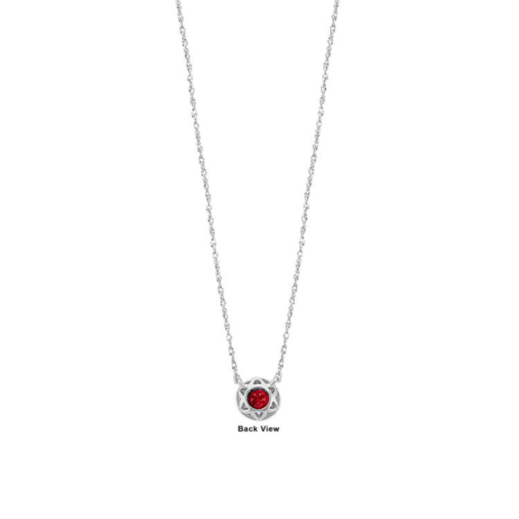 Prue Natural Ruby and Natural Diamond Necklace in 14K White Gold (18 in)