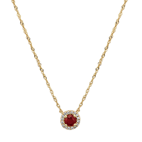 Ruby and Diamond Necklace in 14k Yellow Gold (18 in.)