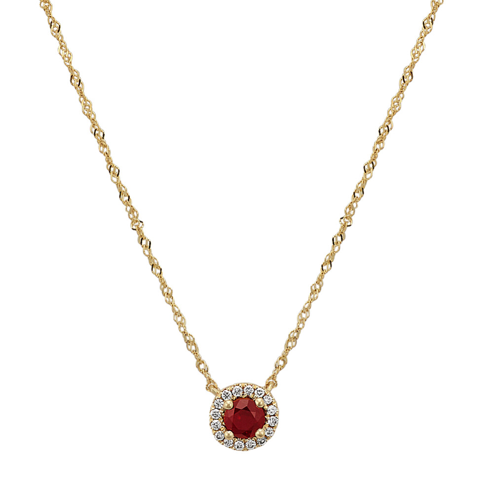 Prue Ruby and Diamond Necklace in 14K Yellow Gold (18 in)