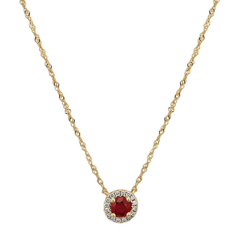 Prue Ruby and Diamond Necklace in 14K Yellow Gold (18'')