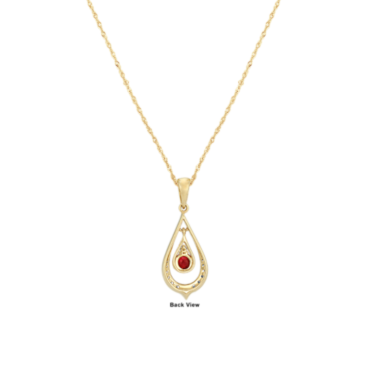 Vintage Natural Ruby and Natural Diamond Pendant (18 in)