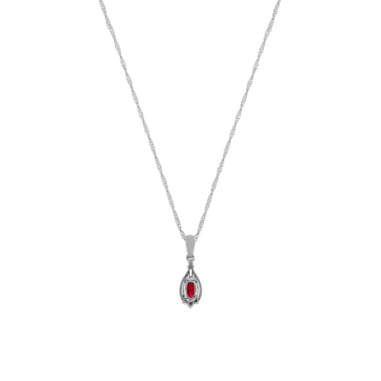 Natural Ruby and Natural Diamond Pendant (18 in)