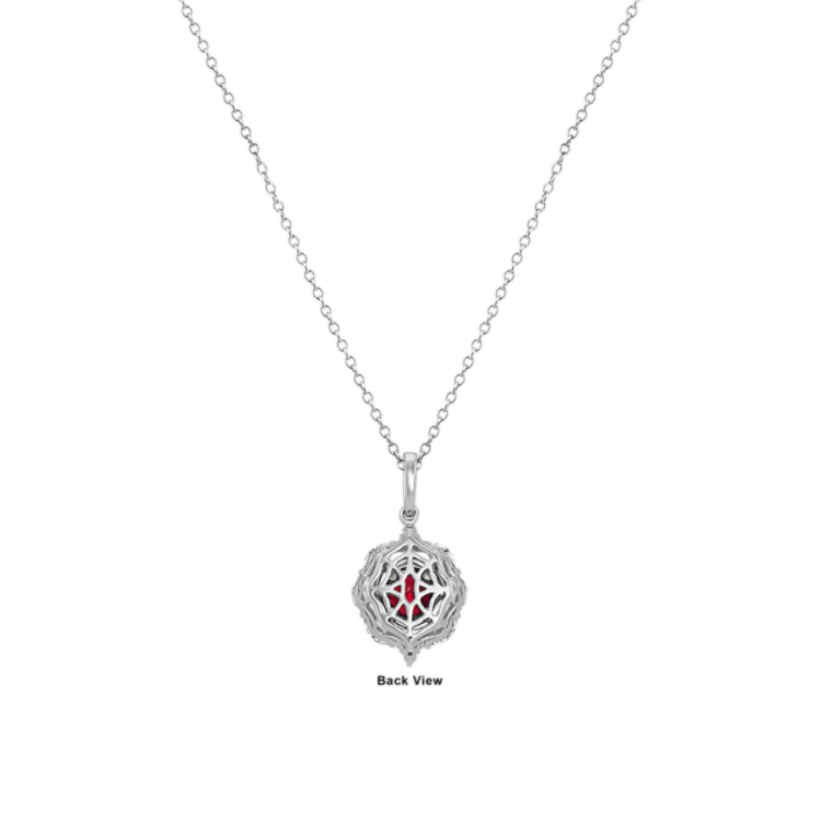 Natural Ruby & Natural Diamond Double-Halo Pendant (22 in)