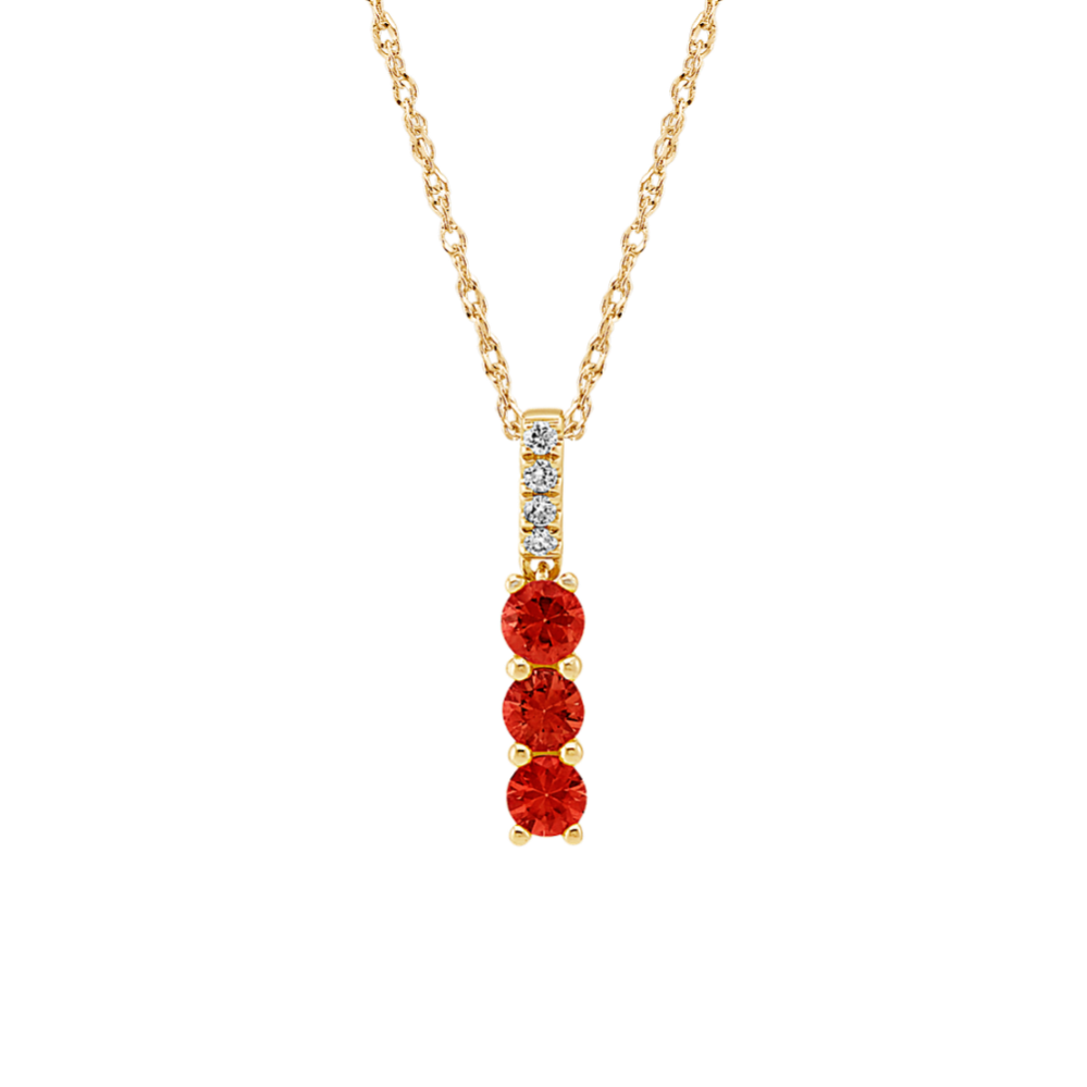 Ruby and Diamond Pendant in 14k Yellow Gold (18 in)
