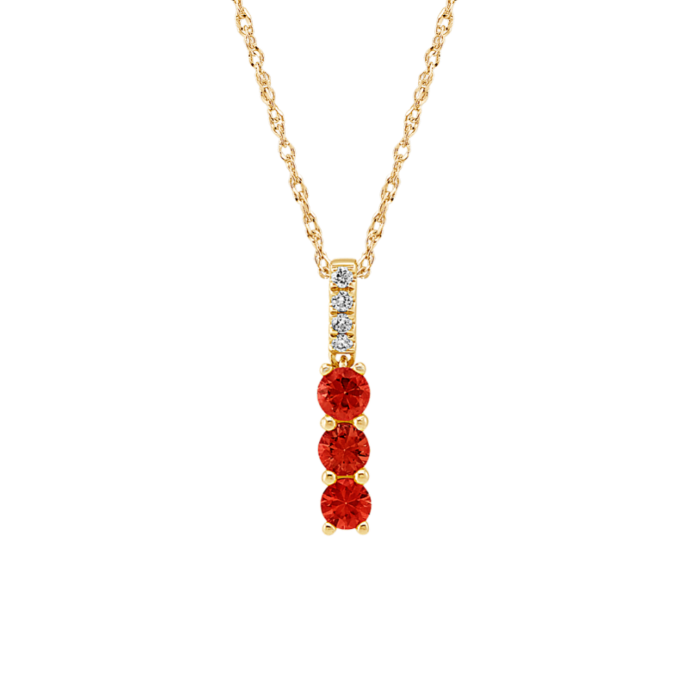 Ruby and Diamond Pendant in 14k Yellow Gold (18'')