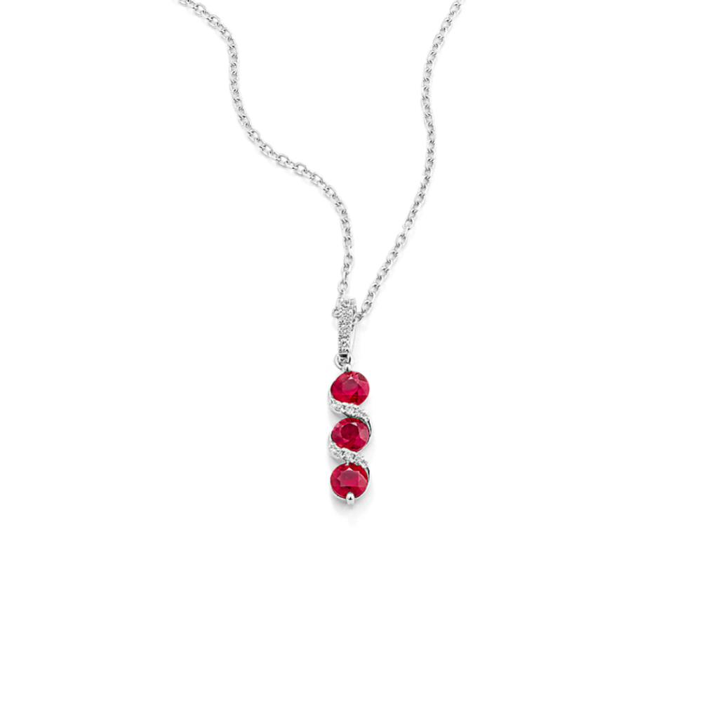 Ruby & Diamond Twist Pendant