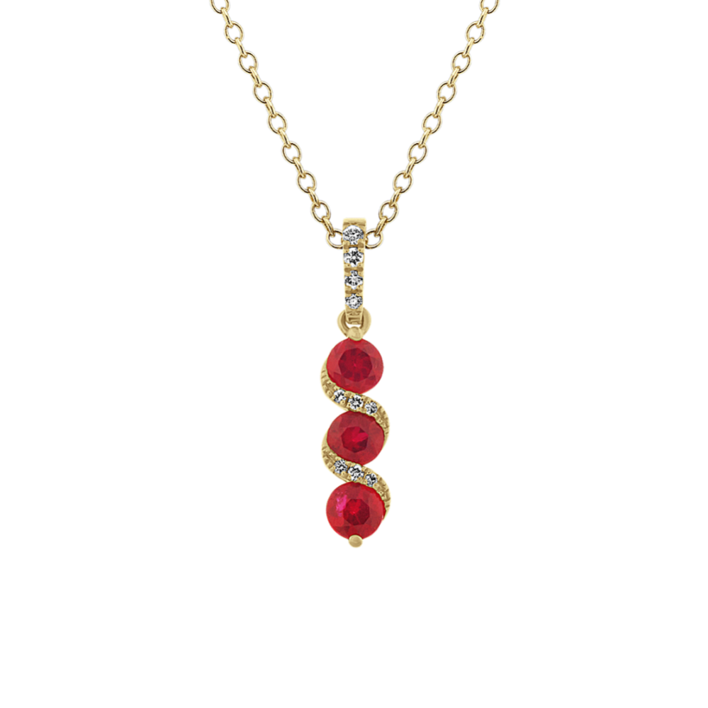 Ruby and Diamond Twist Pendant (18 in)