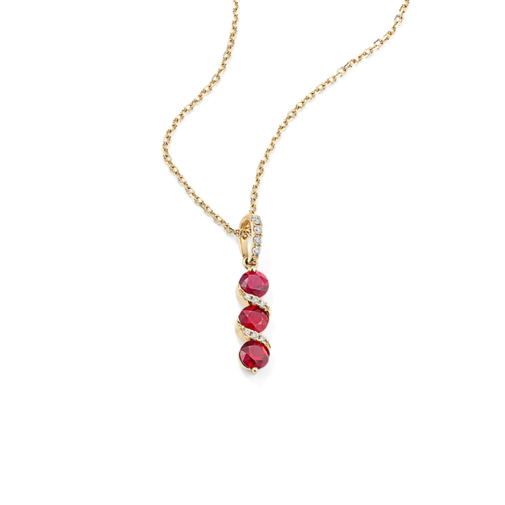 Ruby & Diamond Twist Pendant