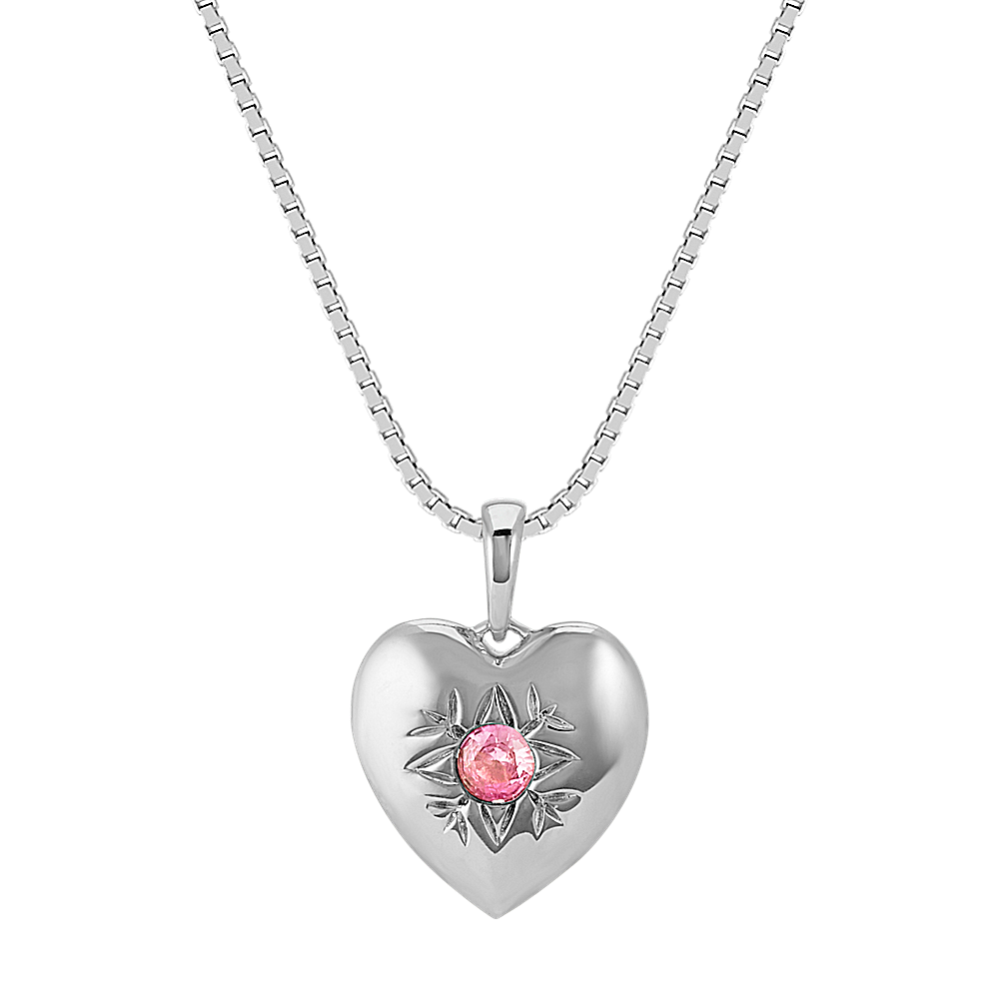 Sapphire Heart Pendant in Sterling Silver (20 in.)