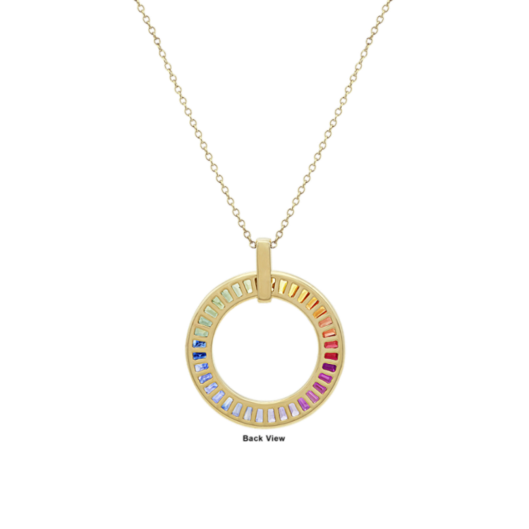 Natural Sapphire and Natural Diamond Circle Color Palette Pendant (24 in)