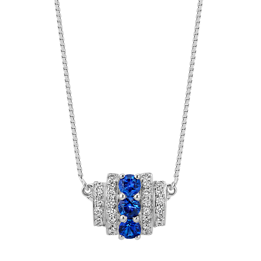 Sapphire and Diamond Three-Stone Necklace (18 in)