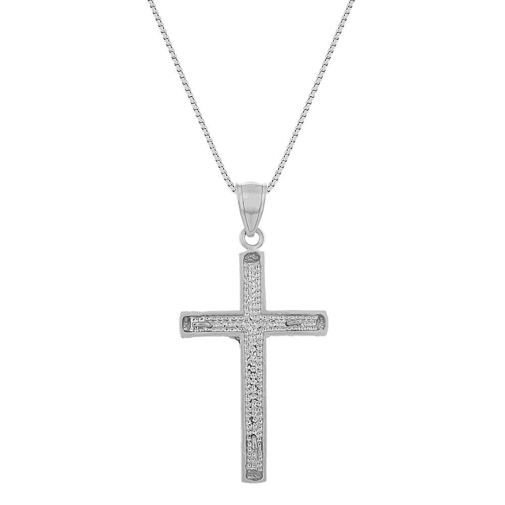 Sarai Crucifix Pendant in 14K White Gold (24 in) | Shane Co.