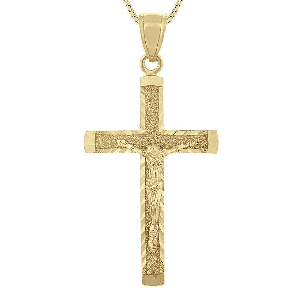 Sarai Crucifix Pendant in 14K Yellow Gold (24'')