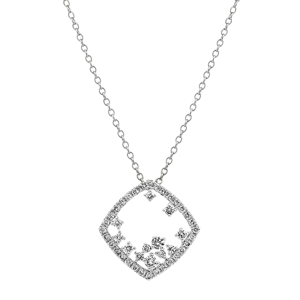 Scattered Diamond Pendant in 14k White Gold (24'')