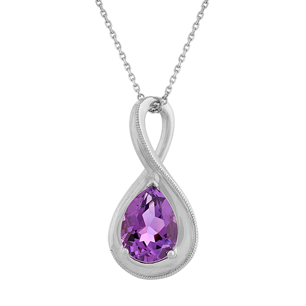Sequoia Amethyst Infinity Pendant in Sterling Silver (22'')