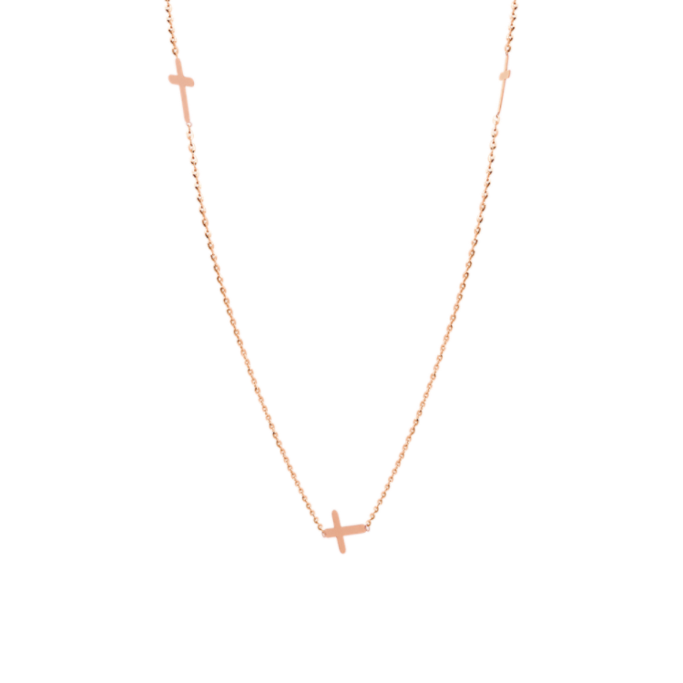 Shiloh Cross Necklace in 14K Rose Gold (18 in)